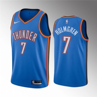 Oklahoma City Thunder #7 Chet Holmgren Blue Stitched Basketball Jersey
