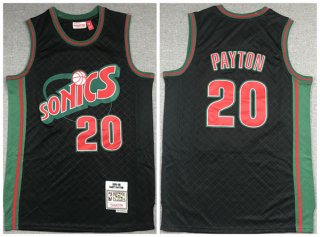 Oklahoma City Thunder #20 Gary Payton Black 1995-96 Throwback SuperSonics Stitched
