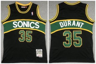 Oklahoma City Thunder #35 Kevin Durant Black 1994-95 Throwback SuperSonics Stitched