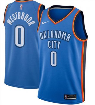 Oklahoma City Thunder Blue #0 Russell Westbrook Icon Edition Stitched NBA Jersey