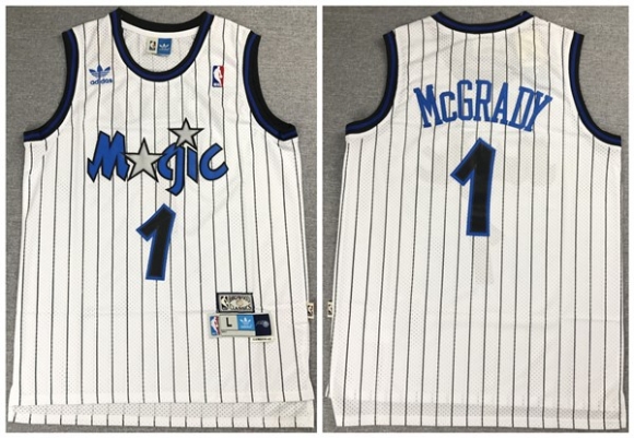 Orlando Magic #1 Tracy McGrady White Throwback Stitched NBA Jersey
