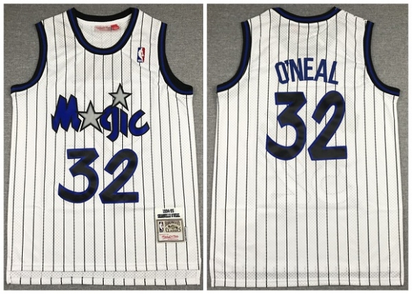 Orlando Magic #32 Shaquille O'Neal White Throwback Stitched NBA Jersey