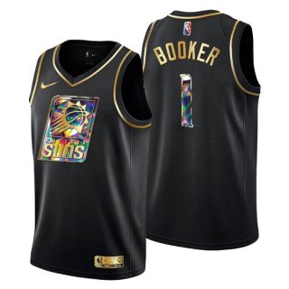 Phoenix Suns #1 Devin Booker 2021-22 Black Golden Edition Diamond Logo Black
