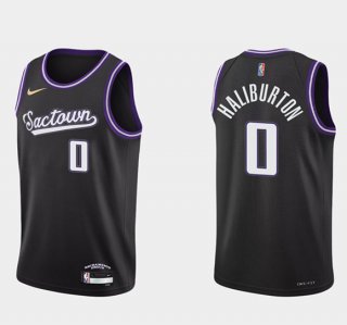 Sacramento Kings #0 Tyrese Haliburton Black City Edition Basketball Stitched