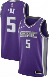 Sacramento Kings #5 De'Aaron Fox Purple Stitched Jersey