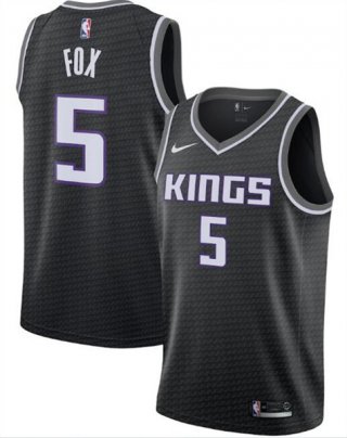 Sacramento Kings Black #5 De'Aaron Fox Statement Editon Stitched NBA Jersey