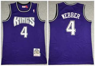 Sacramento Kings #4 Chris Webber Purple Throwback Stitched NBA Jersey