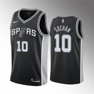 San Antonio Spurs #10 Jeremy Sochan Black Association Edition Stitched
