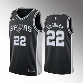 San Antonio Spurs #22 Malaki Branham Black Association Edition Stitched
