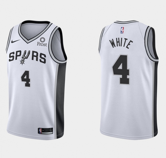 San Antonio Spurs White #4 Derrick White Association Edition Stitched Basketball