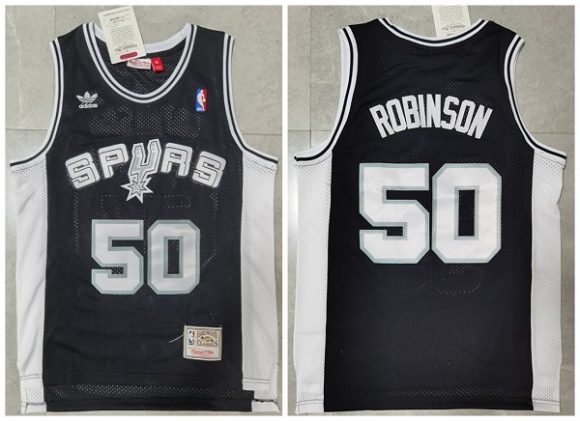 San Antonio Spurs #50 David Robinson Black Throwback Stitched Jersey