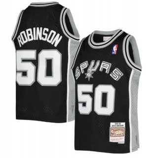 San Antonio Spurs #50 David Robinson Mitchell Ness Black 1998-99 Hardwood