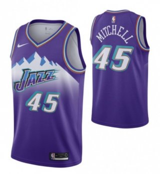 Utah Jazz #45 Donovan Mitchell Purple City Edition Throwback Stitched NBA Jersey