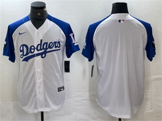 Los Angeles Dodgers Blank White Blue Vin Patch Cool Base Stitched Baseball Jersey