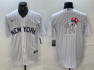 New York Yankees Team Big Logo White Cool Base Stitched Baseball Jersey