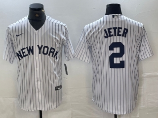 New York Yankees #2 Derek Jeter White Cool Base Stitched Baseball Jersey