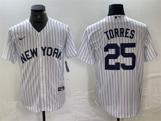 New York Yankees #25 Gleyber Torres White Cool Base Stitched Baseball Jersey