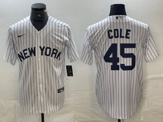 New York Yankees #45 Gerrit Cole White Cool Base Stitched Baseball Jersey