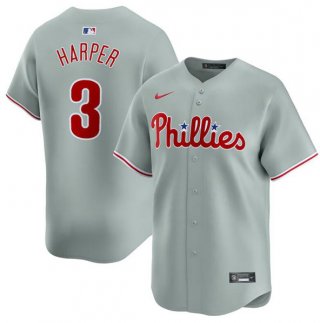Philadelphia Phillies #3 Bryce Harper Gray Away Limited Stitched Jersey