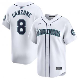 Seattle Mariners #8 Dominic Canzone White Home Limited Stitched Jersey
