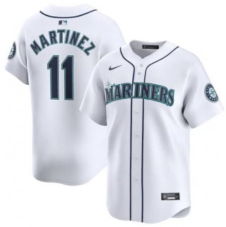 Seattle Mariners #11 Edgar Martinez White Home Limited Stitched Jersey