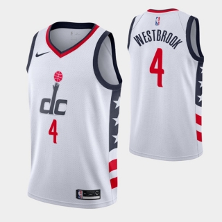 Wizards #4 Russell Westbrook White City Stitched NBA Jersey