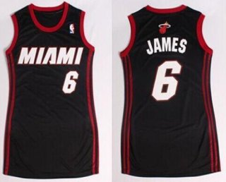 Heat #6 LeBron James Black Women Dress Stitched NBA Jersey