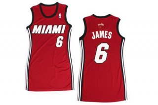 Heat #6 LeBron James Red Women Dress Stitched NBA Jersey