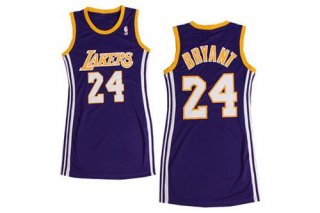 Lakers #24 Kobe Bryant Purple Women Dress Stitched NBA Jersey