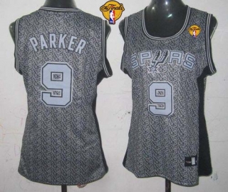 Spurs #9 Tony Parker Grey With Finals Patch Women's Static Fashion Stitched NBA Jersey