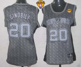 Spurs #20 Manu Ginobili Grey With Finals Patch Women's Static Fashion Stitched NBA Jersey