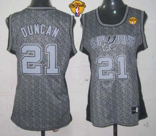 Spurs #21 Tim Duncan Grey With Finals Patch Women's Static Fashion Stitched NBA Jersey