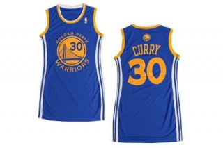 Warriors #30 Stephen Curry Blue Women Dress Stitched NBA Jersey