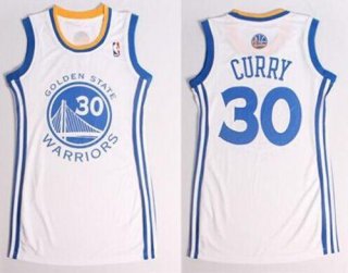 Warriors #30 Stephen Curry White Women's Dress Stitched NBA Jersey
