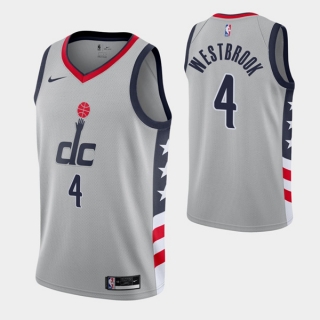 Wizards #4 Russell Westbrook Grey City Stitched NBA Jersey