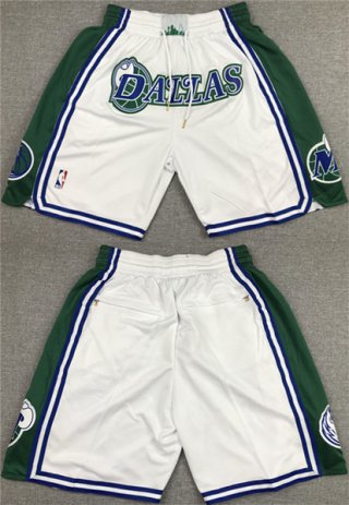 Dallas Mavericks White-Green Shorts (Run Small)
