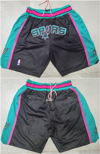 San Antonio Spurs Black Teal Shorts (Run Small)