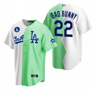 Los Angeles Dodgers #22 Bad Bunny White Green 2022 All Star Cool Base Stitched