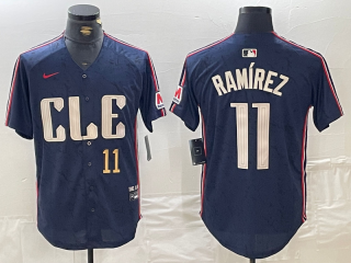 Cleveland Guardians Active Player Custom Navy 2024 City Connect Limited Stitched 4