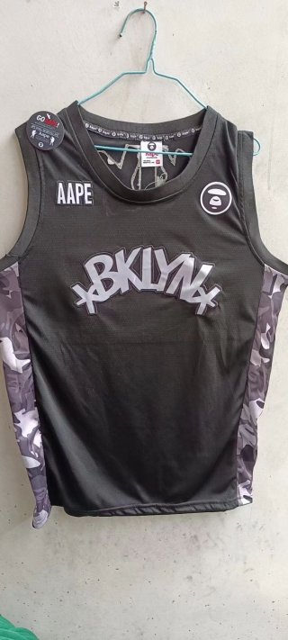 AAPE Brooklyn Nets black jersey.