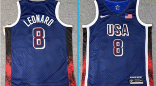 2024 Paris Olympic USA#8 leonard blue jersey