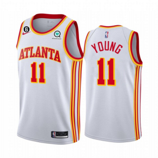 Atlanta Hawks #11 Trae Young White With NO.6 Patch Stitched Jersey