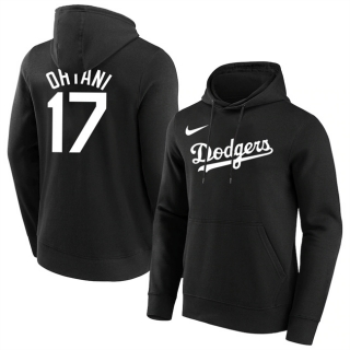 Los Angeles Dodgers #17 Shohei Ohtani Black Name & Number Pullover Hoodie