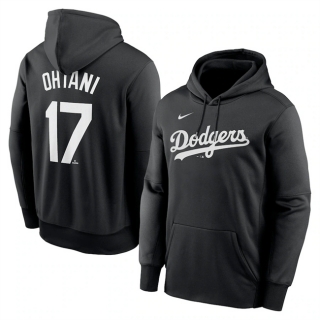 Los Angeles Dodgers #17 Shohei Ohtani Black Name & Number Pullover Hoodie2