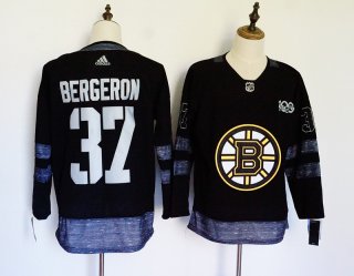 Adidas Boston Bruins #37 Patrice Bergeron Black 1917-2017 100th Anniversary Stitched