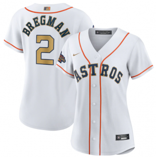 Women's Houston Astros #2 Alex Bregman White 2023 Gold Collection With World Serise 2