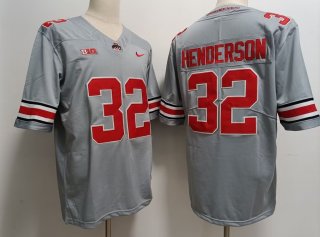 Ohio State Buckeyes #32 TreVeyon Henderson gray jersey