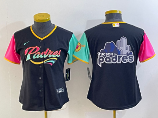 Women's San Diego Padres Black Team Big Logo City Connect Stitched Baseball