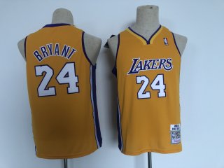 Los Angeles Lakers #24 Kobe Bryant yellow youth jersey