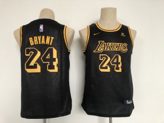 Men's Los Angeles Lakers #24 Kobe Bryant black youth jersey